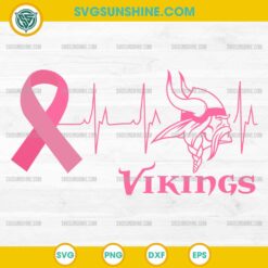 Minnesota Vikings Breast Cancer Awareness SVG Pink Ribbon Heartbeat Design