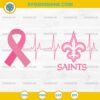 New Orleans Saints Breast Cancer Awareness SVG Pink Ribbon Heartbeat Design