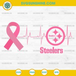 Pittsburgh Steelers Breast Cancer Awareness SVG Pink Ribbon Heartbeat Design