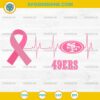 San Francisco 49ers Breast Cancer Awareness SVG PNG pink ribbon heartbeat football design