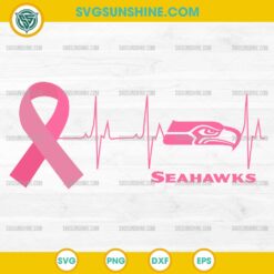 Seattle Seahawks Breast Cancer Awareness SVG Pink Ribbon Heartbeat Design