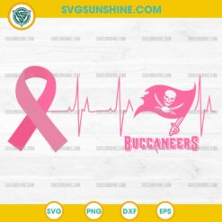 Tampa Bay Buccaneers Breast Cancer Awareness SVG Pink Ribbon Heartbeat Design