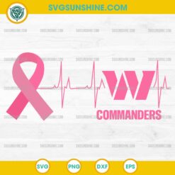 Washington Commanders Breast Cancer Awareness SVG Pink Ribbon Heartbeat Design