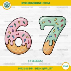 6 7 Ice Cream PNG | Six Seven Meme PNG | Ice Cream Drip Number Design
