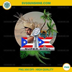 Bad Bunny Benito Bowl 2026 PNG, Puerto Rico Super Bowl LX PNG, Tropical Football Design