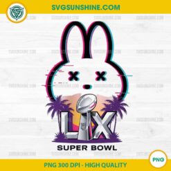 Bad Bunny Super Bowl LX Logo PNG, Benito Bowl 2026 Glitch Bunny PNG Digital Download, High Quality Transparent File