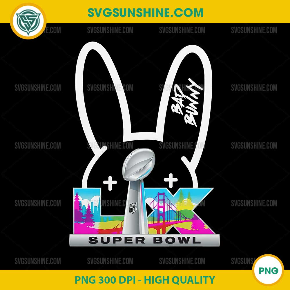 Bad Bunny Super Bowl LX Logo PNG, NFL Super Bowl 2026 Bad Bunny PNG Download, High Quality Transparent File