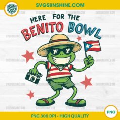 Benito Bowl Frog With Puerto Rican Flag PNG, Bad Bunny Frog Super Bowl LX 2026 PNG, Puerto Rican Football Clipart