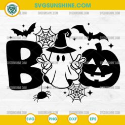 Boo Halloween SVG, Cute Ghost Pumpkin Spiderweb SVG Cut File