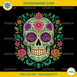 Day of The Dead Skull PNG, Dia De Los Muertos PNG, Sugar Skull Clipart for Sublimation