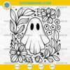 Floral Ghost SVG, Boho Halloween SVG, Cute Ghost Flowers Leaves SVG Cut File