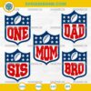 Football Family SVG, Mom Dad Sis Bro Football Shield SVG, Game Day Family Cut Files
