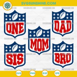 Football Family SVG, Mom Dad Sis Bro Football Shield SVG, Game Day Family Cut Files