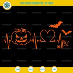 Halloween Heartbeat SVG, Pumpkin Heartbeat SVG, Spooky Heartbeat Halloween SVG Cut File