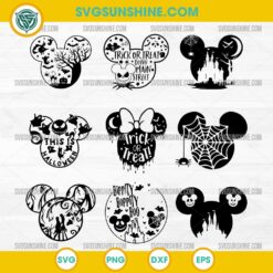Halloween Mouse SVG Bundle, Mickey Minnie Halloween SVG, Spooky Mouse Ears Cut Files