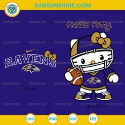 Hello Kitty Baltimore Ravens SVG PNG DXF EPS &ndash; Cute NFL Football Hello Kitty Cut File