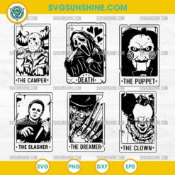 Horror Tarot Card SVG Bundle, Horror Villains Tarot SVG, Halloween Scary Tarot Cut Files