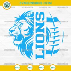 Lions Football SVG, Detroit Lions Mascot SVG, Football Team Spirit Cut File