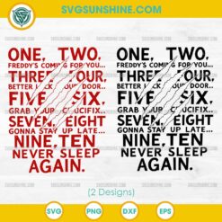 One Two Freddys Coming For You SVG, Freddy Krueger SVG, Horror Movie Quote SVG Cut File