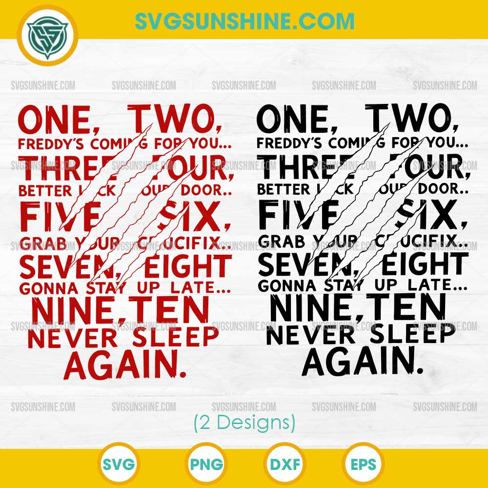 One Two Freddys Coming For You SVG, Freddy Krueger SVG, Horror Movie Quote SVG Cut File