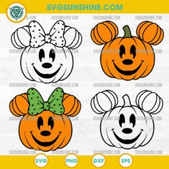 Pumpkin Mouse Halloween SVG, Cute Mickey Minnie Pumpkin SVG, Fall Disney Cut File
