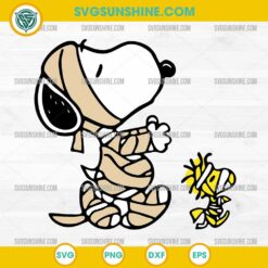 Snoopy Mummy SVG, Cute Halloween Peanuts SVG, Snoopy and Woodstock Cut File