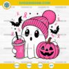 Spooky Ghost Breast Cancer SVG, Pink Ribbon Pumpkin SVG, Cute Awareness Halloween SVG Cut File