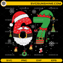 6 7 Christmas SVG, Santa and Elf 67 Meme Christmas Design PNG DXF EPS