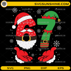 6 7 Couple Christmas SVG, Santa and Elf Six Seven Meme Holiday PNG DXF EPS