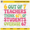 6 Out of 7 Teachers Think 67 Percent of Students Overuse 67 SVG funny colorful classroom quote