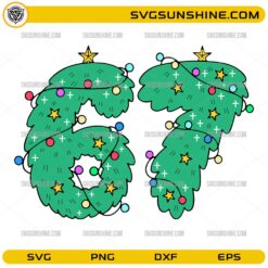 67 Christmas Tree SVG with numbers 6 and 7 shaped as Christmas trees