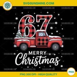 67 Merry Christmas PNG, Red Plaid Truck Christmas PNG for Holiday Crafts
