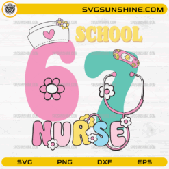67 School Nurse SVG cute pastel nurse themed design