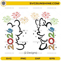 Bundle Mickey Minnie 2026 SVG with cute mouse couple and fireworks