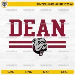 Dean College Bulldogs SVG with collegiate text and bulldog mascot