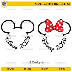 Disney 2026 SVG Bundle with mouse-ear outlines and bow mouse design