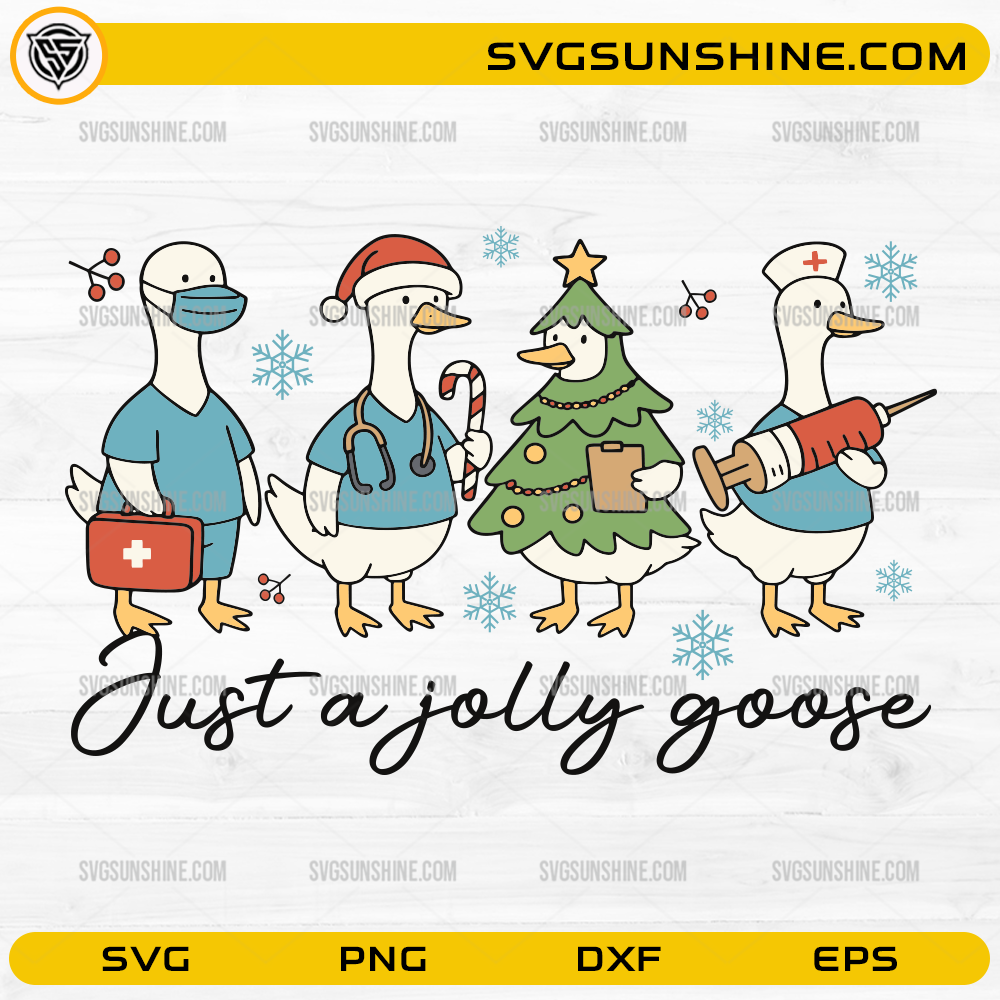 Just a Jolly Goose SVG with Christmas nurse and doctor geese illustration