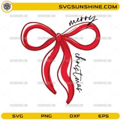 Merry Christmas Bow SVG, Red Christmas Ribbon SVG File