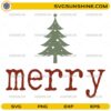 Merry Christmas Tree SVG, Minimal Holiday Tree Digital Design