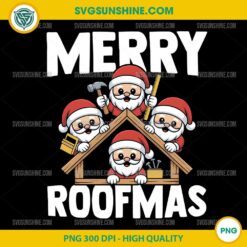 Merry Roofmas Santa PNG, Funny Roofer Christmas PNG for Builders and Craftsmen