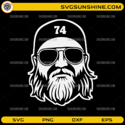 Nick Mangold 74 SVG football silhouette design with beard and sunglasses