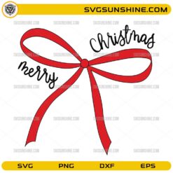 Red Coquette Bow Christmas SVG, Merry Christmas Ribbon SVG File