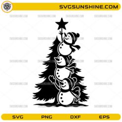 Snowman Christmas Tree SVG, Funny Stacked Snowmen SVG File