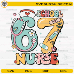 67 School Nurse SVG with cute medical-themed number 6 and 7 design