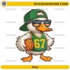 Basketball duck wearing jersey number 67 holding a basketball PNG