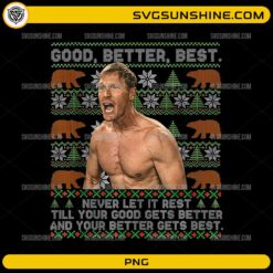 Ben Johnson Christmas Motivation PNG with Good Better Best ugly sweater design