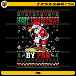Best Christmas By Par PNG Santa Golf Christmas Sweater Design