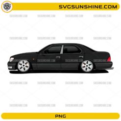 Black sedan car PNG side view low stance design