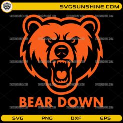 Chicago Bears Bear Down SVG with roaring bear head logo for sports crafts