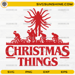 Christmas Things SVG PNG | Stranger Things Christmas Bike Scene SVG Design